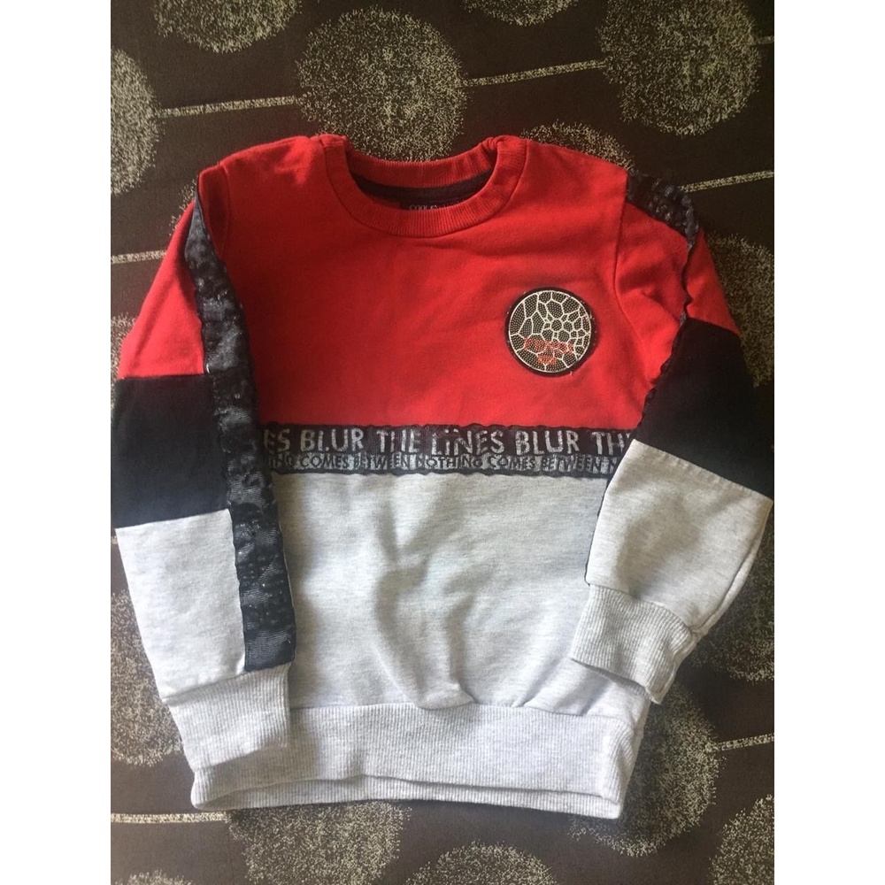 Sweatshirt Boys' Red Colorblock, Graphic Print